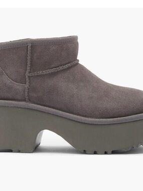 UGG Gray Suede Platform Ankle Boot